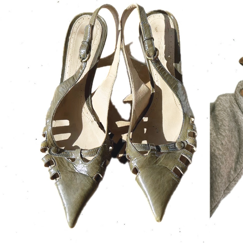 Green Pointed Slingback Heels